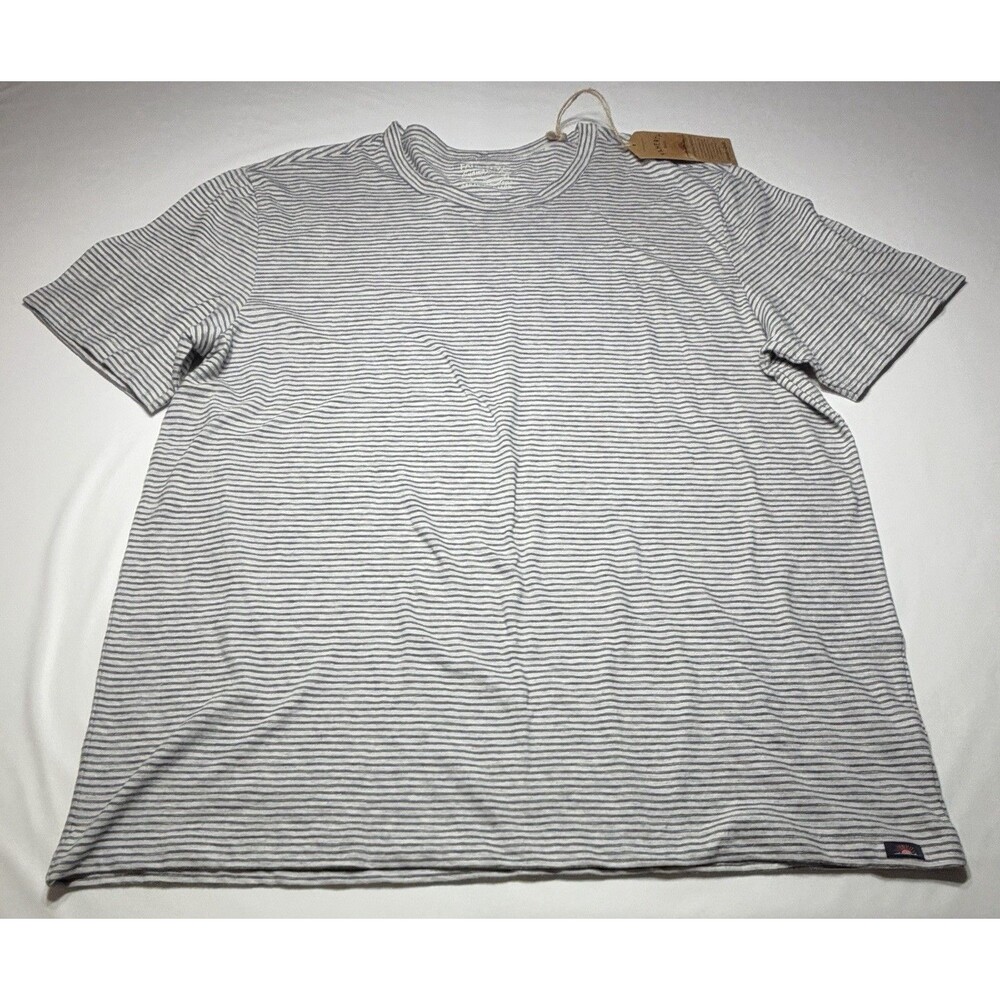 Faherty Sunwashed Silver Sea Stripe Shirt Short Sleeve Mens XXL 2XL NWT New